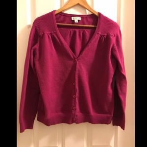St. John’s Bay dark pink cardigan with ribbing pxl